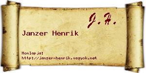 Janzer Henrik névjegykártya